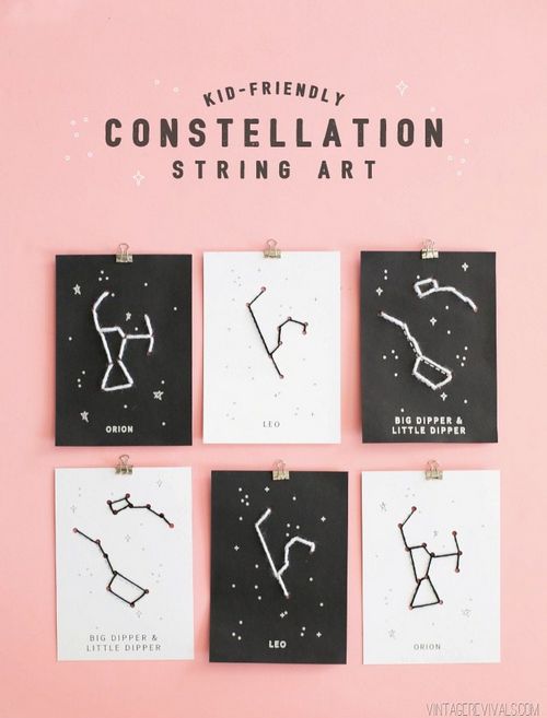 DIY Embroidered Kid Friendly Constellation String Art