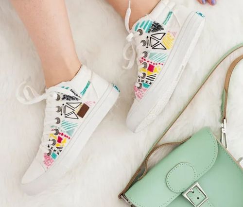 DIY Embroidered White Canvas Sneakers