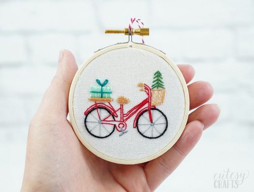 DIY Embroidery Christmas Ornament Bicycle
