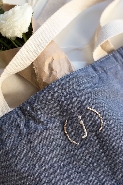 DIY Embroidery Monogram Tote Bag