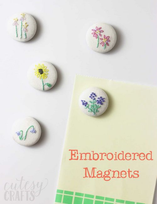 DIY Embroidery Pretty Floral Magnets