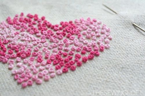 French Knot DIY Embroidered Hearts