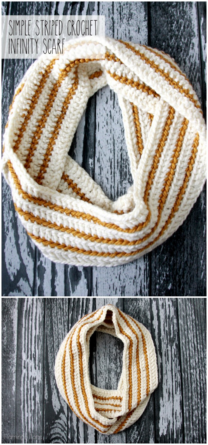 Cozy Striped Crochet Infinity Scarf