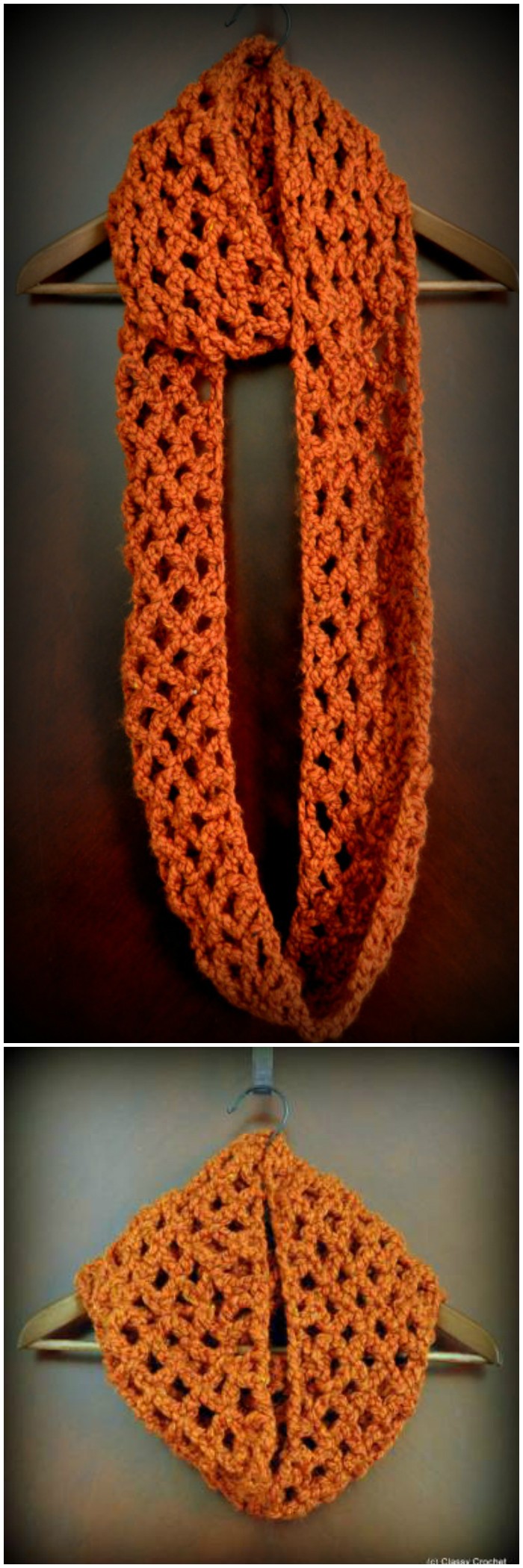 Diamond Lattice Chain Crochet Infinity Scarf
