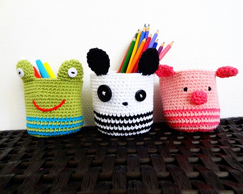 Crochet Ami Baskets Panda Piggy And Frog