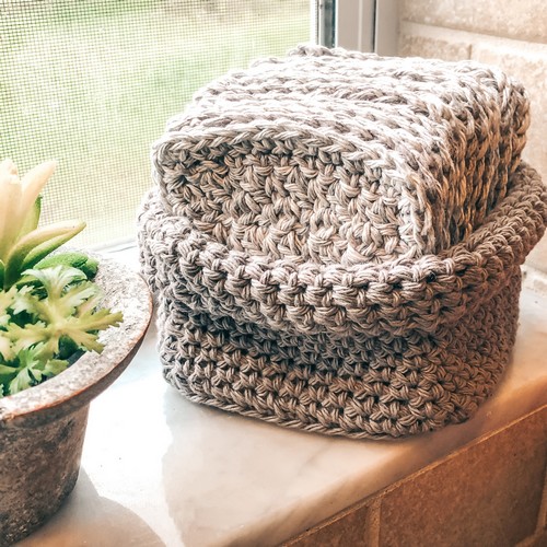 Crochet Cotton Cloths And Basket