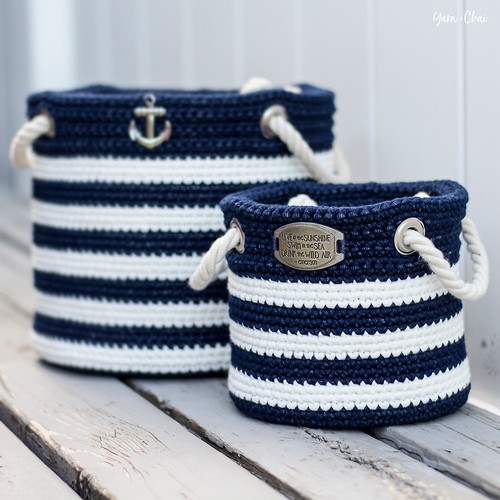 Crochet Nautical Basket