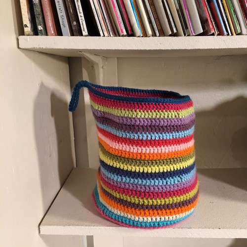 Crochet Stripey Hanging Basket