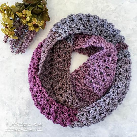 Frosted Berry Crochet Infinity Scarf