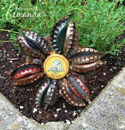 Rustic Bottle Cap Flower Craft