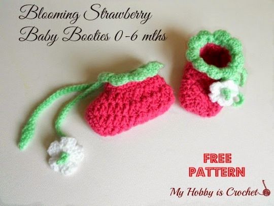 Blooming Strawberry Crochet Baby Booties