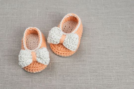 Crochet Orange Baby Bow Booties