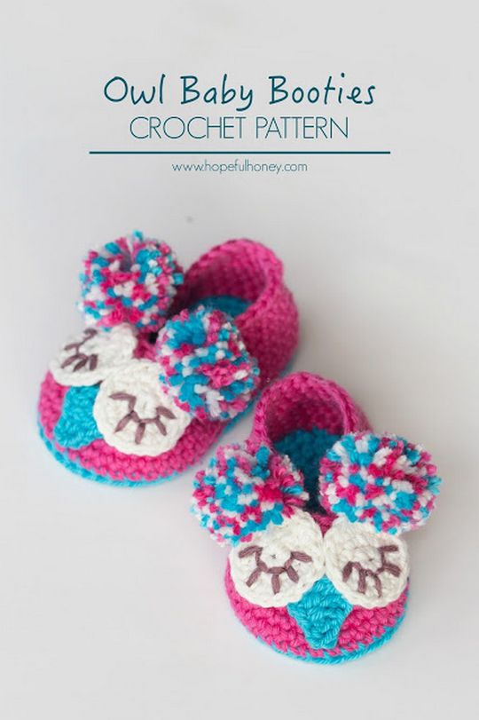 Crochet Owl Baby Booties