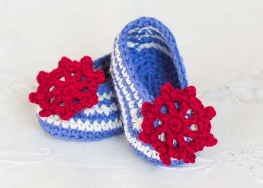 Crochet Sailor Baby Booties