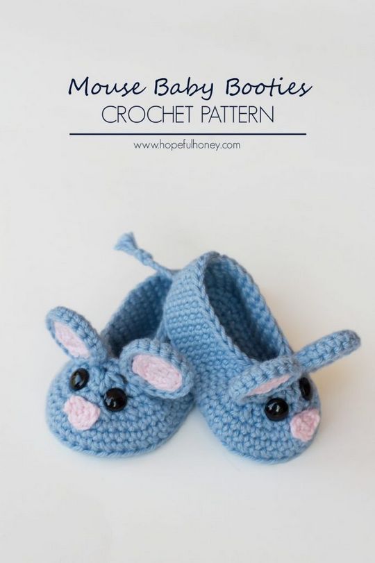 Super Cute Crochet Mouse Baby Booties