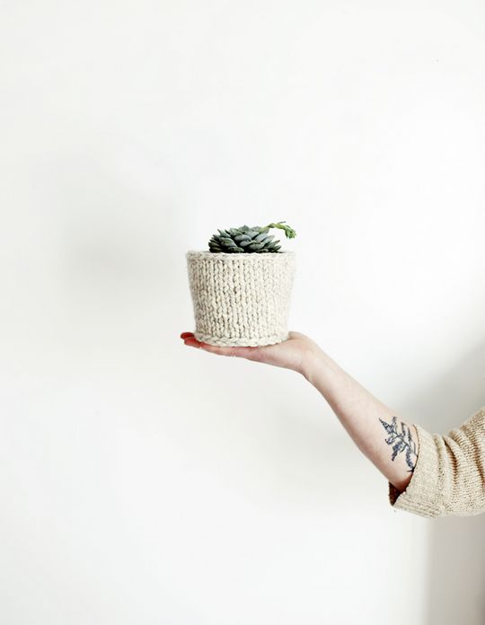 DIY Knit Planter Cover