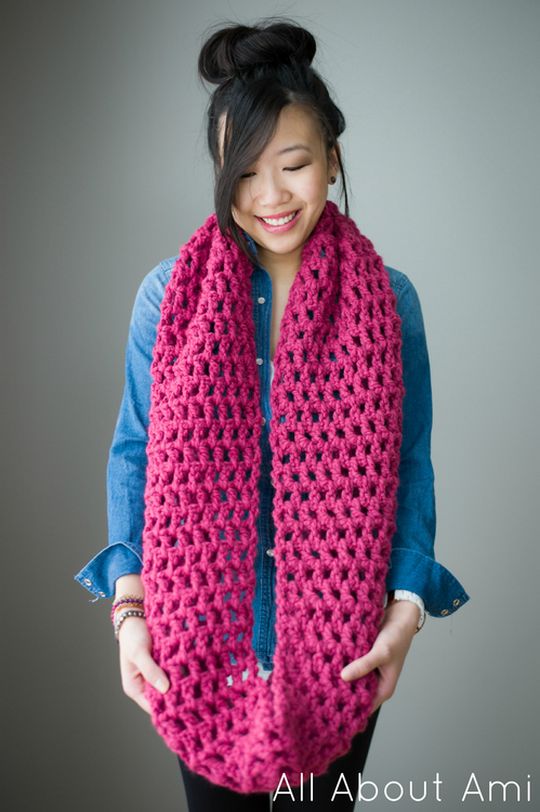 Long Double Chunky Crochet Cowl