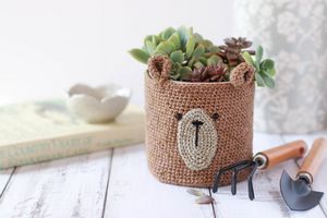 Crochet Teddy Bear Pot Cover Pattern