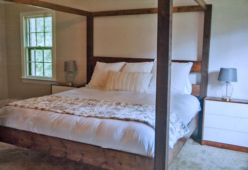 Minimalist Rustic Modern King Canopy Bed