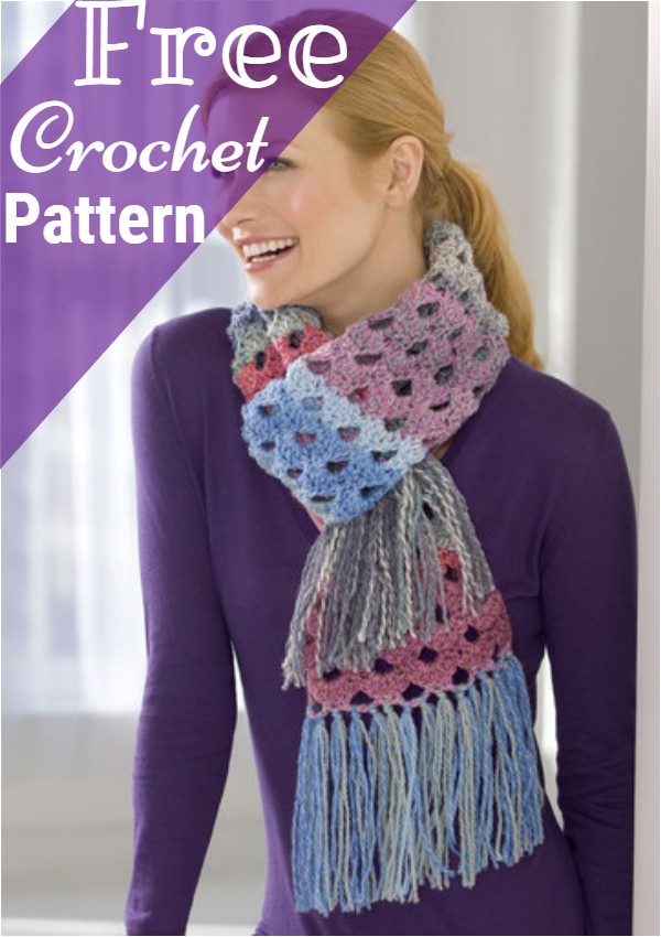 Shaded Shells Crochet Scarf