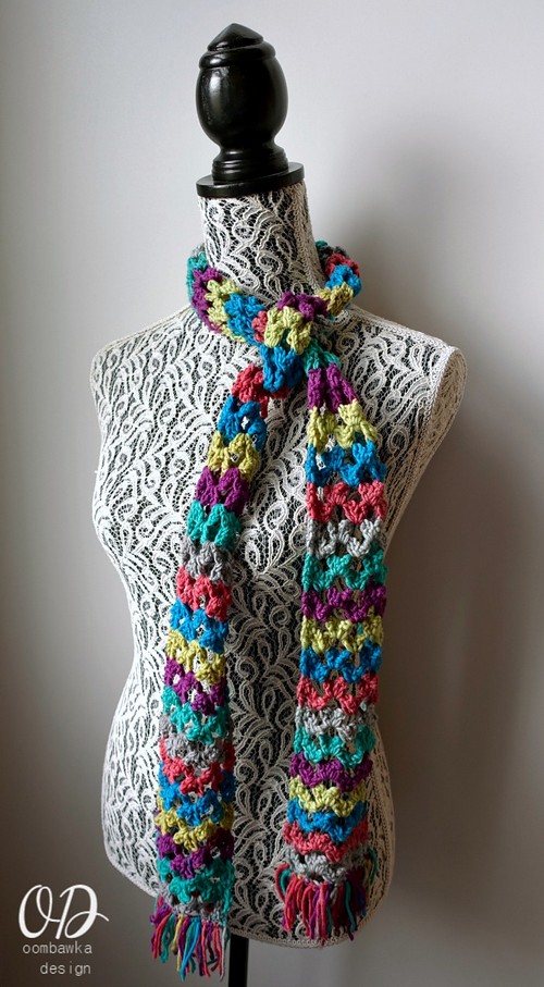 Crochet Rainbow Of Butterflies Scarf