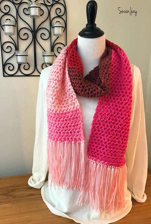 Crochet Scarf Love Fringe Scarf