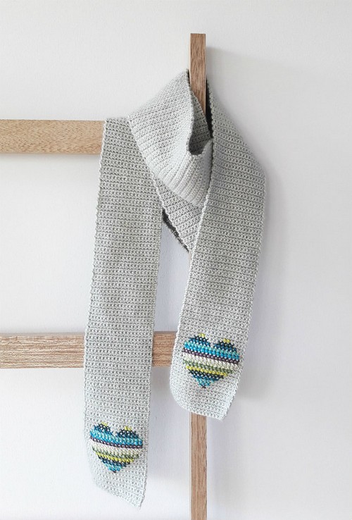 Crochet Scarf Of Hearts