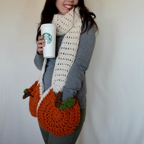 Crochet Scarf With Pumpkin Pockets