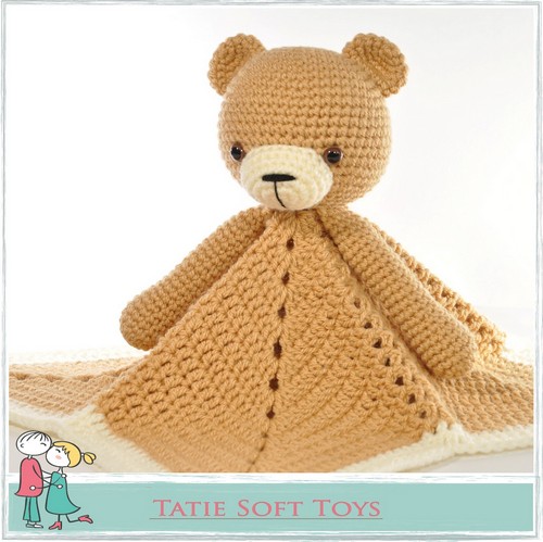Crochet Lovey Blanket Bear Security Blanket Teddy