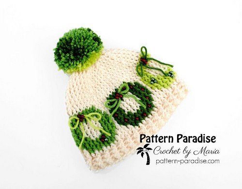 Crochet Christmas Wreath Hat