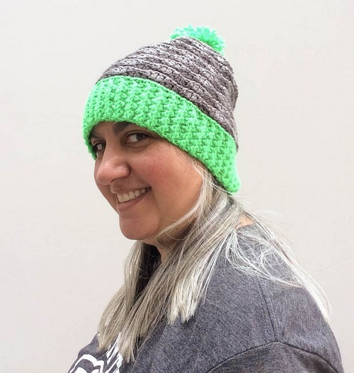 Crochet Pop Of Color Waves Slouchy Hat