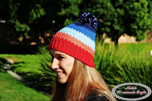 Crochet Sunset Hat With Night Sky Pom-pom