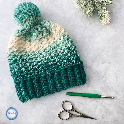 Crocheted Snowball Slouch Hat