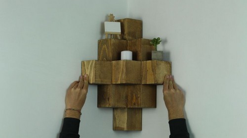 Build A Novel Wood Cube Corner Shelf