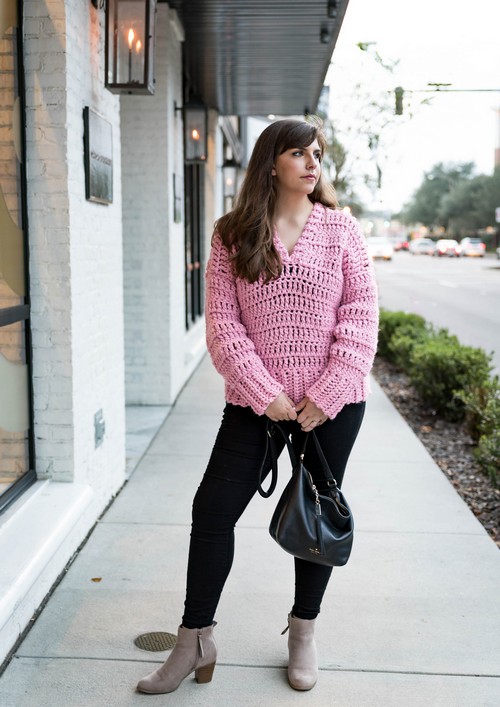 Crochet Bubblegum Pullover Sweater