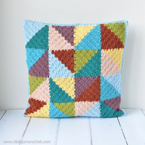 Crochet C2c Pastel Triangles Pillow
