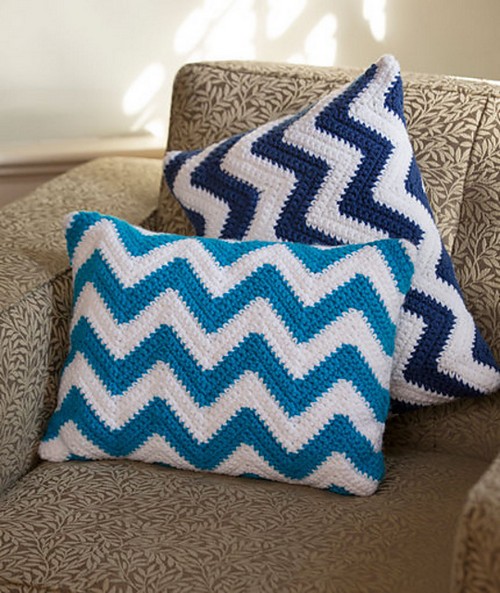 Crochet Chevron Pillow Pair