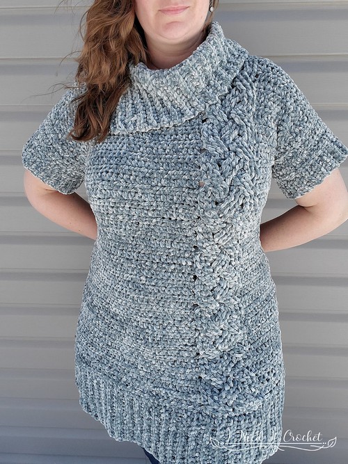 Crochet Cozy Cabled Sweater Dress