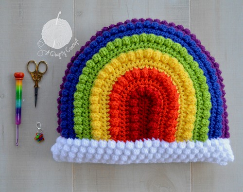 Crochet Crafty Rainbow Pillow