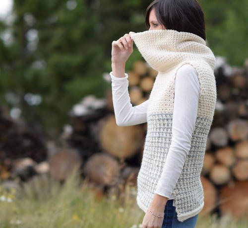 Crochet Easy Cowled Sweater Vest