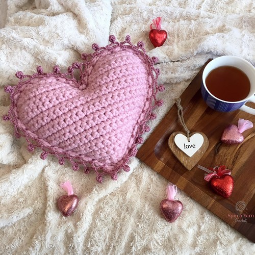 Crochet Heart Pillow