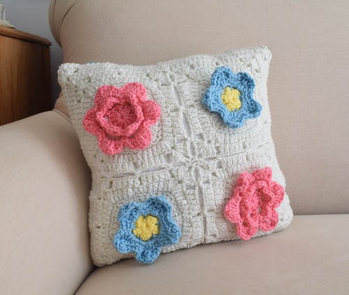 Crochet Picking Flowers Pillow