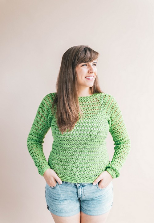 Crochet Pucker Pullover Sweater