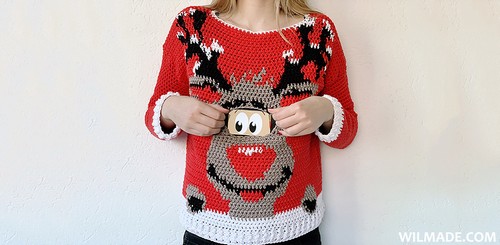 Crochet Reindeer Christmas Sweater