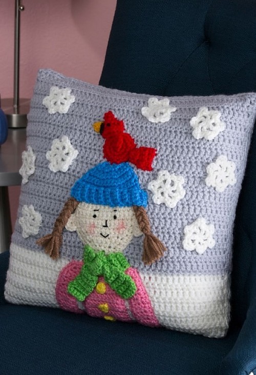 Crochet Snowy Day Pillow
