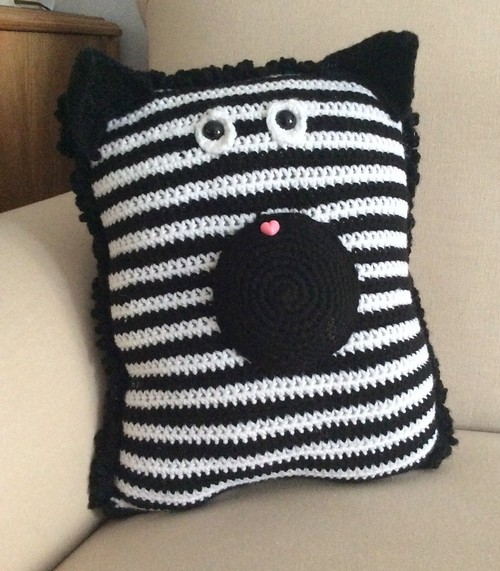 Crochet Zebra Pocket Pillow