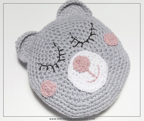 Girls Sleepy Teddy Pillow Crochet Pattern:
