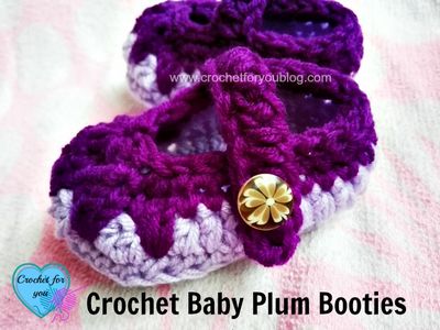Plum Baby Booties Crochet Pattern
