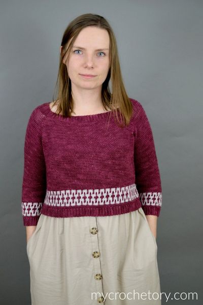 Mosaic Cropped Crochet Sweater Pattern With Complete Instruction