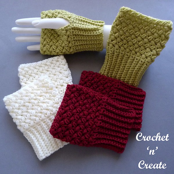 Crochet Warm Fingerless Mitts Pattern